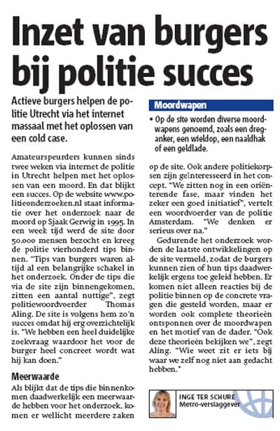 Inzet van burgers bij politie succes