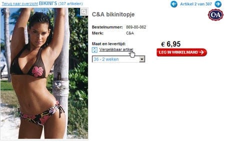 Wehkamp.nl biedt een link naar ‘vergelijkbare artikelen’ indien het artikel niet direct beschikbaar is.