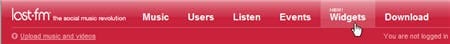 Last.fm hoofdnavigatie