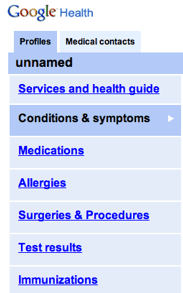 Google Health Screenshot