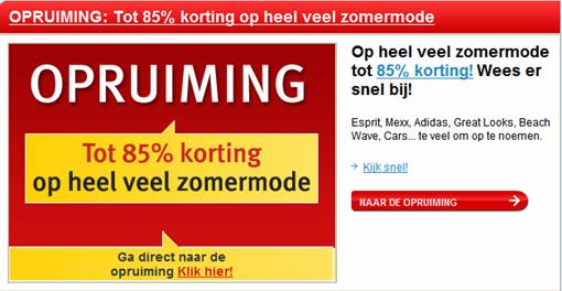 Wehkamp legt de focus in een recente e-mailing volledig op korting