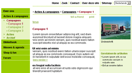 Voorbeeld van een site waar 5 soorten tekstopmaak zowel fungeren als link als gewone tekst