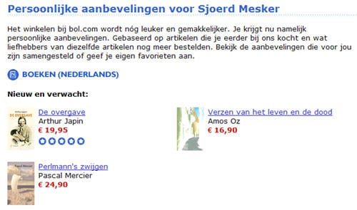 Persoonlijke aanbevelingen van Bol.com