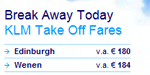 Screenshot van KLM website