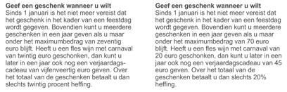 Voorbeeld van een tekst met en zonder cijfers