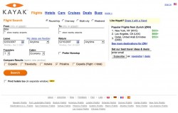 Kayak homepage
