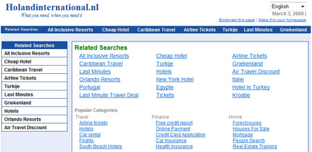 Homepage van holandinternational.nl