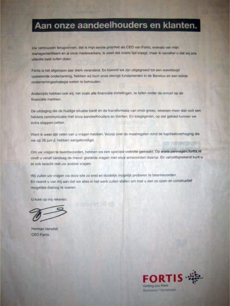 Fortis advertentie