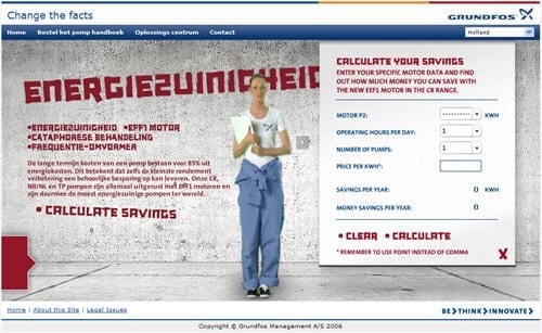 De calculatie tool van Grundfos