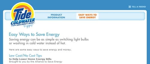 Tide Coldwater: 'Easy ways to save energy'