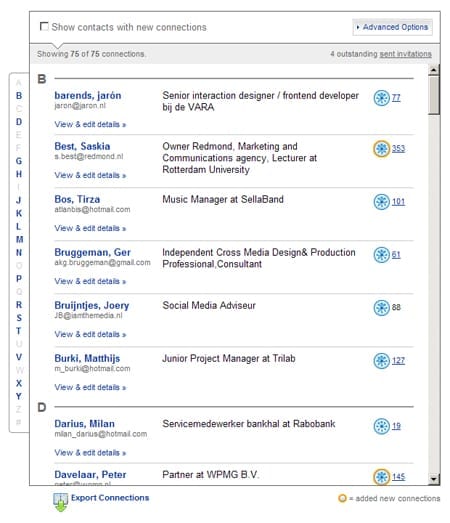 LinkedIn Contactlist LinkedIn Contactlist