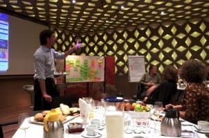 Workshop MPJC '09 Harry Verwayen (Kennisland) licht het Business Model Canvas toe tijdens het Mediapark Jaarcongres