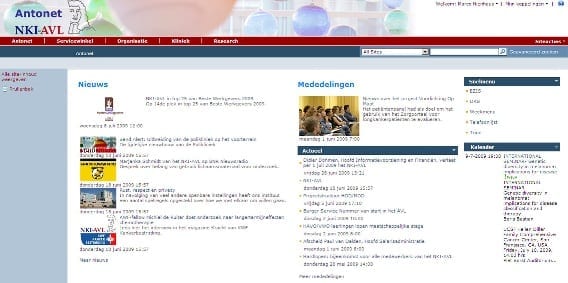Homepage NKI Intranetportal