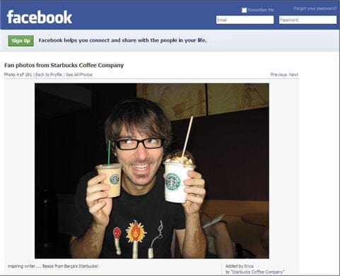 Starbucks op Facebook Starbucks fan foto's op Facebook