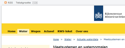 Navigatie van rws.nl