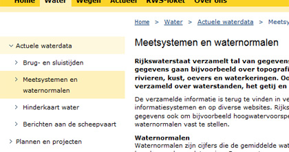 Voorbeeld van lokale navigatie (Rijkswaterstaat.nl)