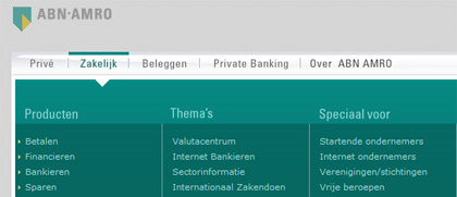 Navigatie van ABN AMRO