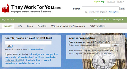 Screenshot van TheyWorkForYou