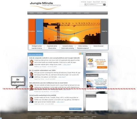 Figuur 1. De paginavouw op Jungleminds.nl