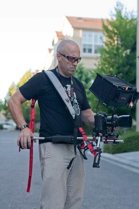 Shooting from the hip met Zacuto Kit en SmallHD screen