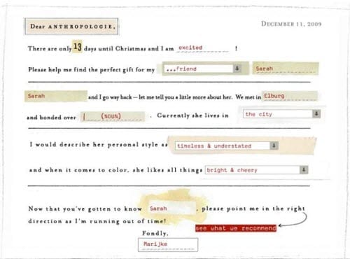 Kerst 'gift finder' bij Anthropologie