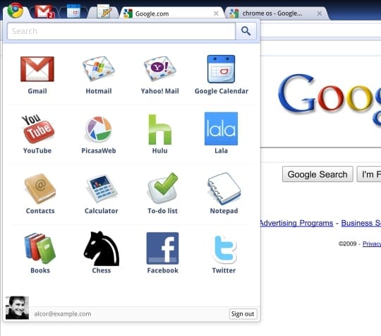 Chrome OS Web App Menu cut out Chrome OS Web Applicaties