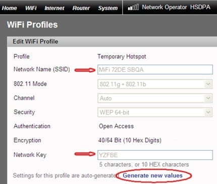 MIFI TEMP CODES