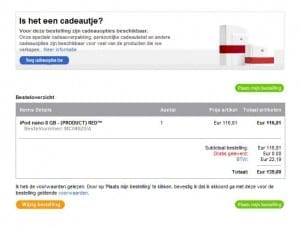 Bij Apple kan de klant de bestelling tijdens de checkout nog bewerken