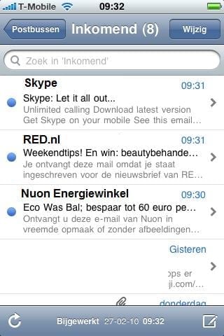 4. op mobiel Mail op mobiel toont afzender, onderwerp en pre header