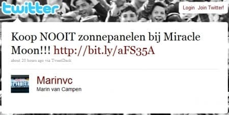 Reactie op houding Miracle Moon