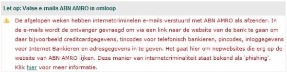 ABN AMRO phishing melding