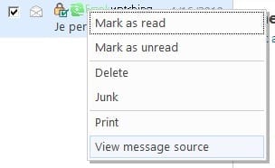 email header opvragen in Hotmail