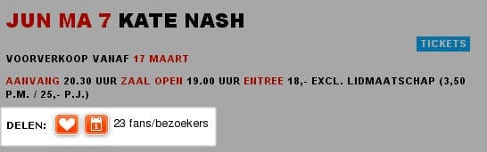 Paradiso laat wel al zien wie aangeven een bepaald concert te zullen bezoeken. Hieruit kan je echter nog niet je eigen vrienden destilleren.