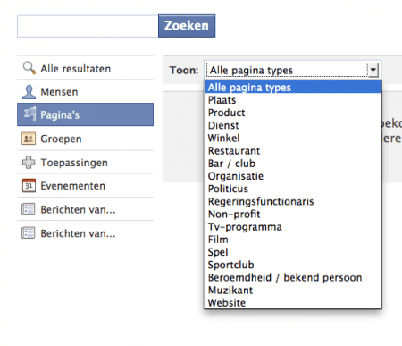 Facebook zoekfunctie