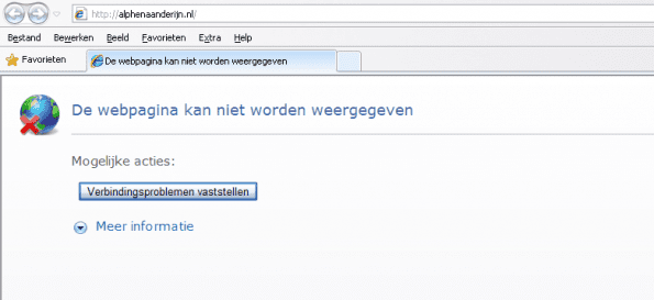 foutmelding: pagina wordt niet weergegeven