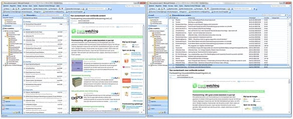 Verschillende weergaves Outlook voorbeeldvenster