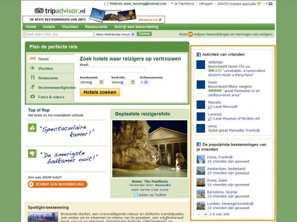 tripadvisor - wat doen jouw Facebook vrienden