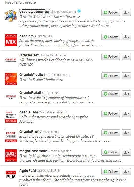 Oracle op Twitter