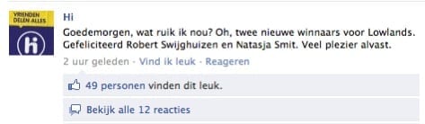 Hi Lowlands actie Facebook 