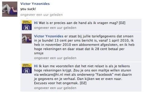 Klantenservice Hi op Facebook