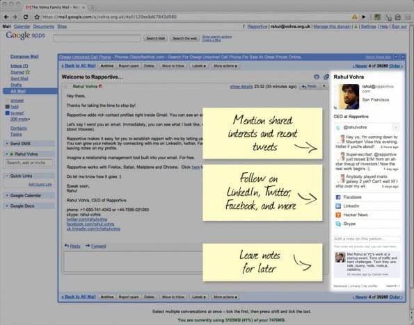 Screenshot Rapportive