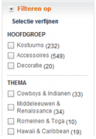 Voorbeeld filter / gelaagde navigatie