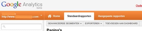 hoofdmenu google analytics