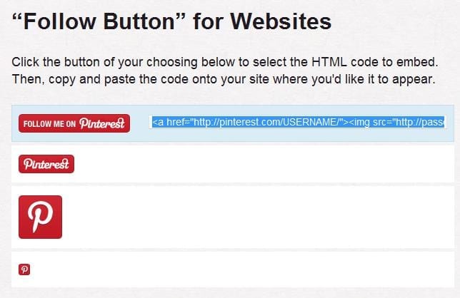 Integratie buttons Pinterest