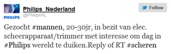 De oproep van Philips via Twitter om kandidaten te werven