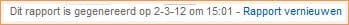 melding opgeslagen in rapport in cache