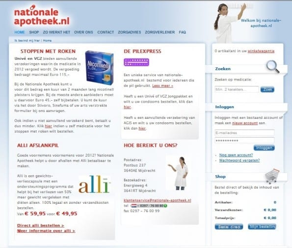 Homepagina zonder call to action