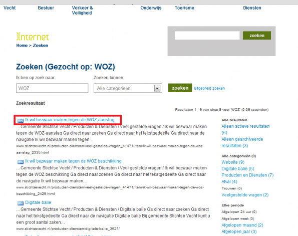 Zoekresultaten WOZ stichtsevecht.nl