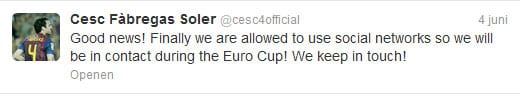 Fabregas op Twitter