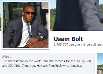 Usain Bolt op Facebook
